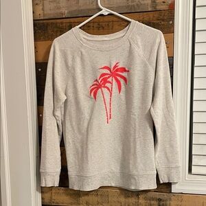Old Navy Gray Sweatshirt with Pink Palm Trees